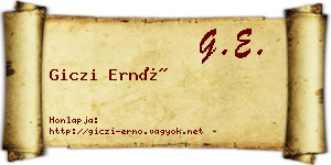 Giczi Ernő névjegykártya